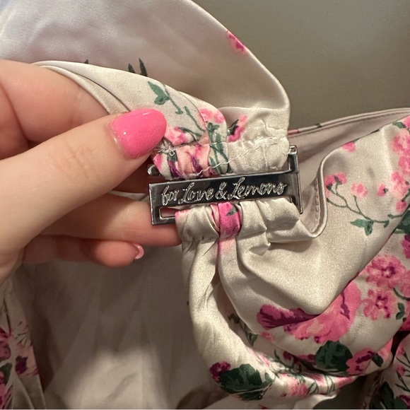 For Love & Lemons Palais Floral Crop Top Size Small Pink Long Sleeve - Picture 8 of 9